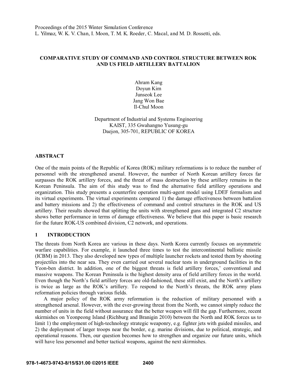 Comparative Study of Command and Control Structure Between Rok and Us Field Artillery Battalion