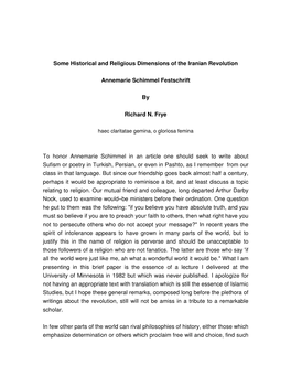 Some Historical and Religious Dimensions of the Iranian Revolution