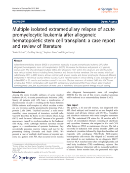 Multiple Isolated Extramedullary Relapse of Acute Promyelocytic