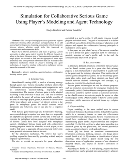 Simulation for Collaborative Serious Game Using Player's Modeling And
