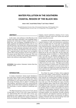 Water Pollution in the Southern Coastal Region of the Black Sea