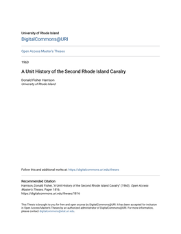 A Unit History of the Second Rhode Island Cavalry