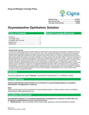 Oxymetazoline Ophthalmic Solution