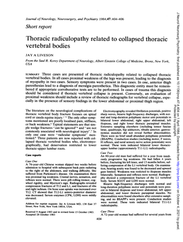 Thoracic Radiculopathy Related to Collapsed Thoracic Vertebral Bodies
