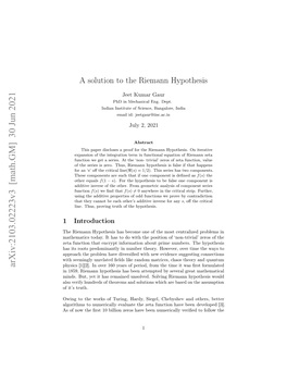 A Solution to the Riemann Hypothesis
