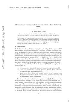 The Running of Coupling Constants and Unitarity in a Finite Electroweak Model