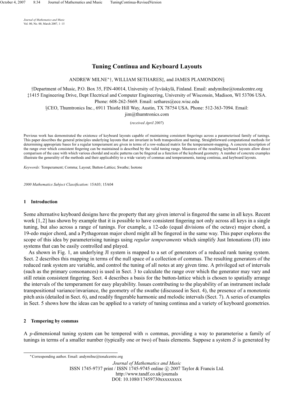 Tuning Continua and Keyboard Layouts