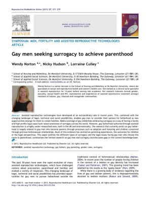 Gay Men Seeking Surrogacy to Achieve Parenthood