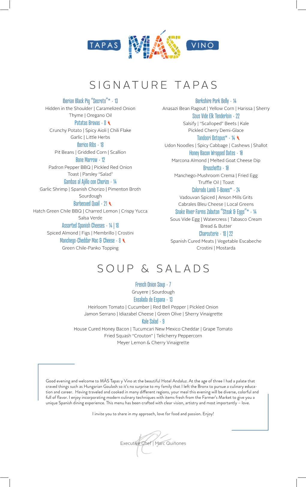 Signature Tapas Soup & Salads