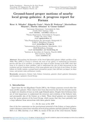 Ground-Based Proper Motions of Nearby Local Group Galaxies: a Progress Report for Fornax Rene A