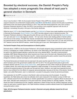 Boosted by Electoral Success, the Danish People's Party Has Adopted
