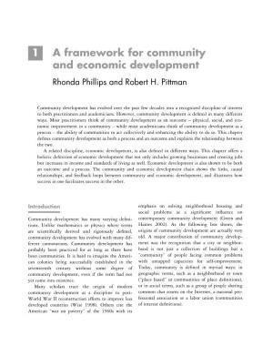 1 a Framework for Community and Economic Development Rhonda Phillips and Robert H