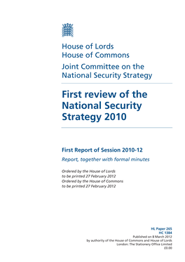 First Review of the National Security Strategy 2010