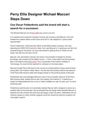 Perry Ellis Designer Michael Maccari Steps Down