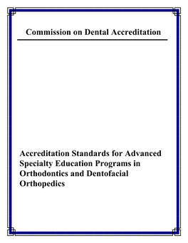 CODA.Org: 2018 Accreditation Standards for Orthodontics Programs