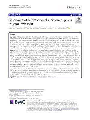 Reservoirs of Antimicrobial Resistance Genes in Retail Raw Milk Jinxin Liu1,2, Yuanting Zhu1,2, Michele Jay-Russell3, Danielle G