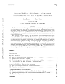 Adaptive Mollifiers – High Resolution Recovery of Piecewise Smooth