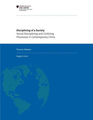 Disciplining of a Society Social Disciplining and Civilizing Processes in Contemporary China