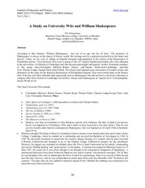 A Study on University Wits and William Shakespeare
