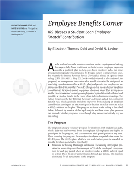 Employee Benefits Corner IRS Blesses a Student Loan Employer