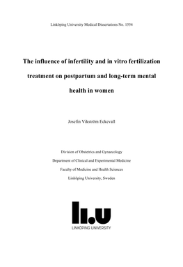 The Influence of Infertility and in Vitro Fertilization Treatment on Postpartum