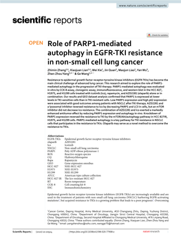 Role of PARP1-Mediated Autophagy in EGFR-TKI Resistance in Non