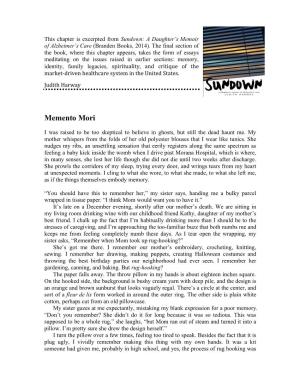 Harway Memento Mori Excerpt from SUNDOWN