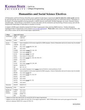 Humanities and Social Science Electives