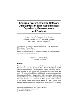 Applying Feature-Oriented Software Development in Saas Systems: Real Experience, Measurements, and Findings