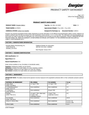 Product Safety Data Sheet