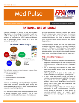 March 2015 - Medical Department in This Issue – Rational Use of Drugs