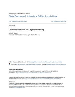 Citation Databases for Legal Scholarship