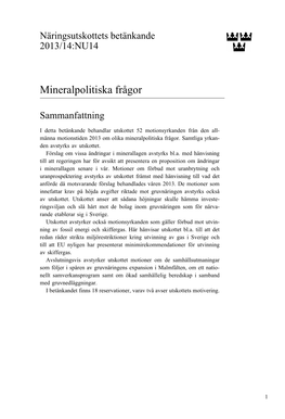 Mineralpolitiska Frågor