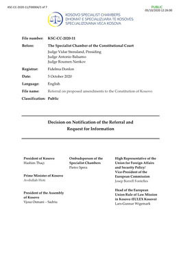 Decision on Notification of the Referral and Request for Information
