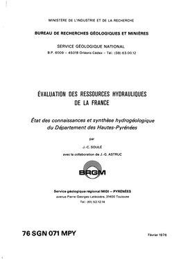 Évaluation Des Ressources Hydrauliques De La France