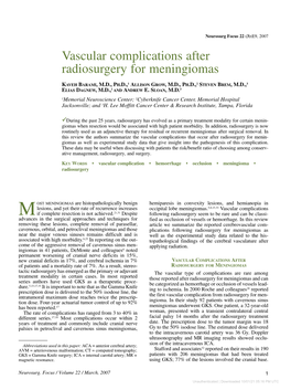 Vascular Complications After Radiosurgery for Meningiomas