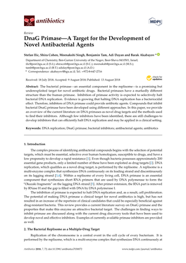 Dnag Primase—A Target for the Development of Novel Antibacterial Agents