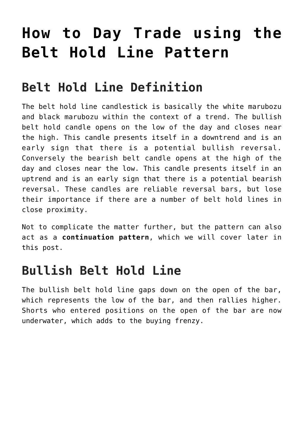 Bearish Belt Hold Line