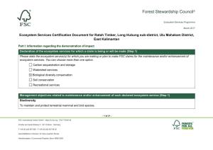 Ecosystem Services Certification Document for Ratah Timber, Long Hubung Sub-District, Ulu Mahakam District, East Kalimantan