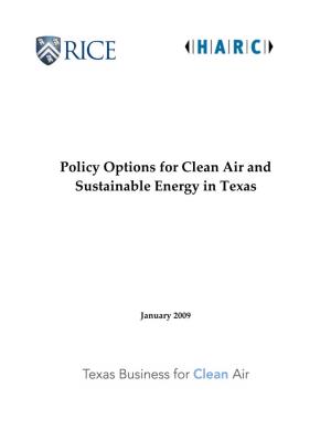 Policy Options for Clean Air and Sustainable Energy in Texas