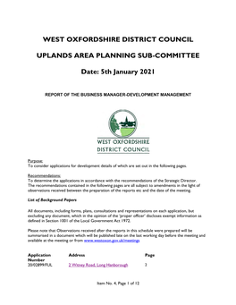 West Oxfordshire District Council Uplands Area