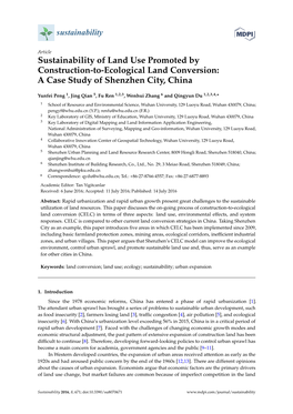 Sustainability of Land Use Promoted by Construction-To-Ecological Land Conversion: a Case Study of Shenzhen City, China