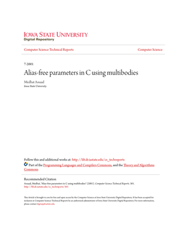 Alias-Free Parameters in C Using Multibodies Medhat Assaad Iowa State University