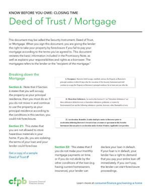 Deed of Trust / Mortgage