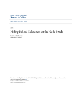 Hiding Behind Nakedness on the Nude Beach Lelia Rosalind Green Edith Cowan University