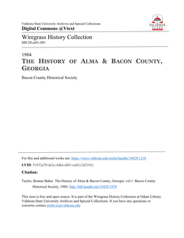 The History of Alma & Bacon County, Georgia