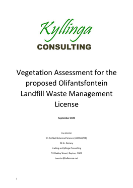 Vegetation Assessment for the Proposed Olifantsfontein Landfill Waste Management License