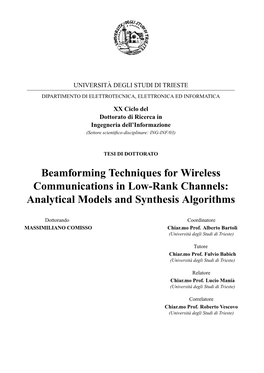 Beamforming Techniques for Wireless Communications in Low-Rank Channels: Analytical Models and Synthesis Algorithms
