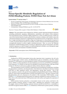 Tissue-Specific Metabolic Regulation of FOXO-Binding Protein