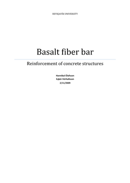 Basalt Fiber Bar Reinforcement of Concrete Structures